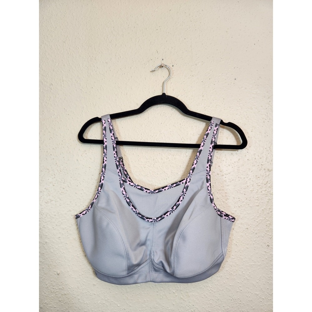 Glamorise Women 40C Grey Sport Bra High Impact Leopard Print 2345 FT